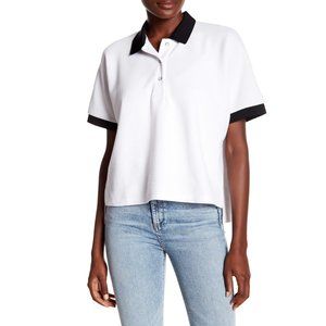 RAG & BONE WHITE BLACK SHORT SLEEVE PIQUE POLO TEE TOP